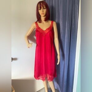 Sears Sexy Silky US Vintage Nylon Red Nightgown Size L